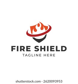 Fire Shield logo designs concept isolated on white background.