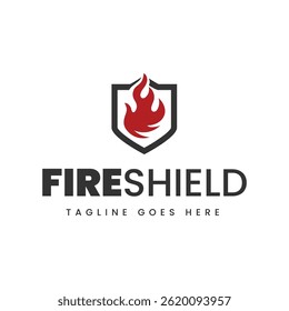 Fire Shield logo designs concept isolated on white background.