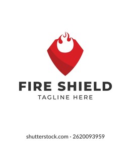 O logotipo do Fire Shield projeta o conceito isolado no fundo branco.