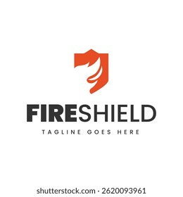 Fire Shield logo designs concept isolated on white background.