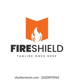 Fire Shield logo designs concept isolated on white background.