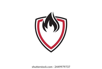 Vector de Plantilla de diseño de icono de fuego en el escudo