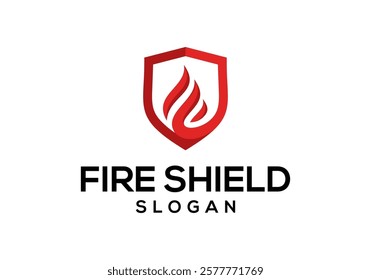 Fire Shield Logo Icon Design Vector.