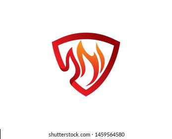 Fire shield logo symbol or icon template