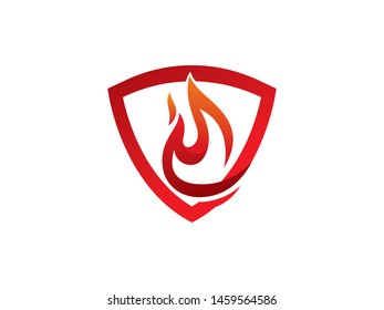 Fire shield logo symbol or icon template