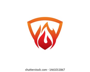 Fire shield logo symbol or icon template