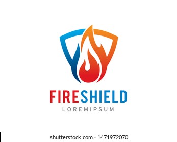 Fire shield logo symbol or icon template