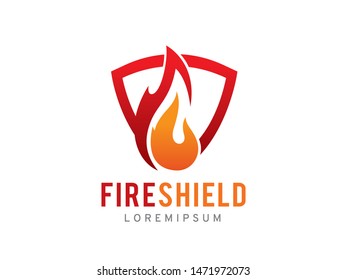 Fire shield logo symbol or icon template