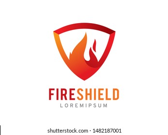 Fire shield logo symbol or icon template