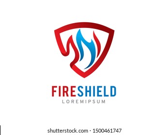 Fire and Shield logo symbol or icon template