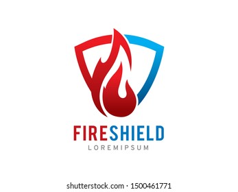 Fire and Shield logo symbol or icon template