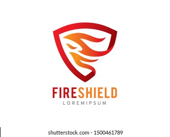 Fire and Shield logo symbol or icon template