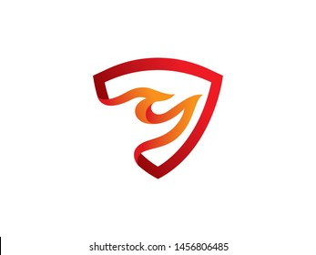 Fire Shield Logo Template Design Vector. Icon. Symbol. Emblem.