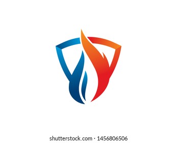 Fire Shield Logo Template Design Vector. Icon. Symbol. Emblem.