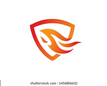 Fire Shield Logo Template Design Vector. Icon. Symbol. Emblem.