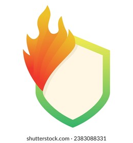 Fire shield logo template design, icon, symbol on white background