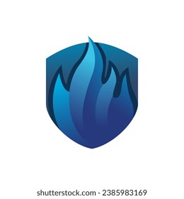 Fire shield logo template design, icon, symbol on white background