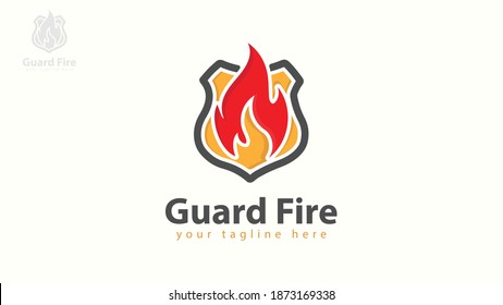 Fire shield logo template. Vector