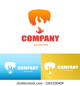 Brandschutzschild-Logo, Set Brandschutzschild-Logo, Vorlage für das Brandschutzlogo