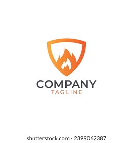 Fire shield protection logo template design vector