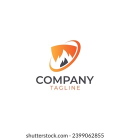 Fire shield protection logo template design vector