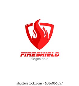 Fire shield protector logo icon design template. Abstract security company vector illustration