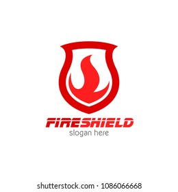 Fire shield protector logo icon design template. Abstract security company vector illustration