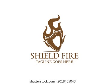 Fire shield silhouette as logo identity