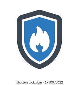 fire shield vector glyph color icon 