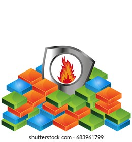 fire shield vector illustration.  illustration in vector format