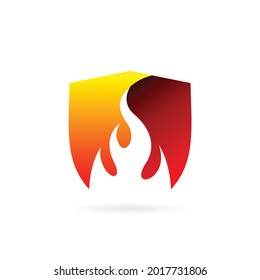 fire shield vector logo design