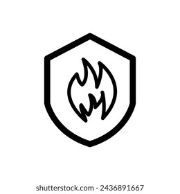 fire shield vector thin line simple illustration on white background..eps
