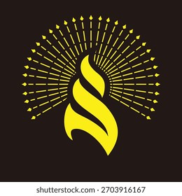 Fire shine logo with yellow and black background. perfect for company or business logo 