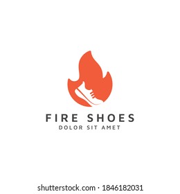 fire and shoes negative space logo design