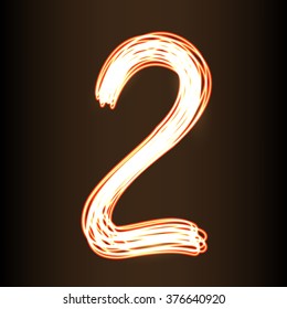 Fire show style number two, vector illustration, part of collection letters and numbers