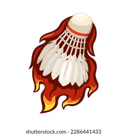 Fire Shuttlecock Badminton Symbol Sport Cartoon illustration vector