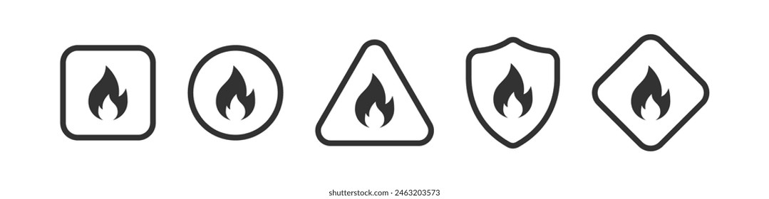 Fire sign. Danger flames icon. Flammable emblem. Hot danger, warning, caution vector.