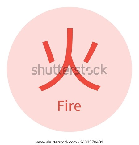 Fire sign, element in Feng shui, TCM, Bazi, hieroglyph. One of five elements in chinese metaphysics. Vector illustration