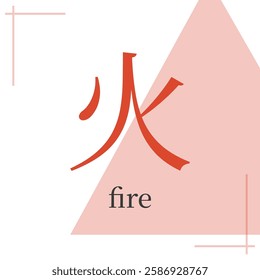 Fire sign in feng shui, bazi, chinese metaphysics. Symbol of five elements in chinese astrology, hieroglyph