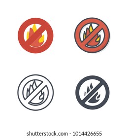 Fire sign firefighter service icon
