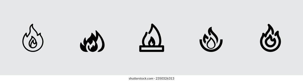 Señal de fuego. Icono de llama de fuego aislado en fondo blanco. Plantilla de diseño de ilustración vectorial del logotipo de llama de fuego. Icono de llama de fuego, llamas, íconos de vector establecidos