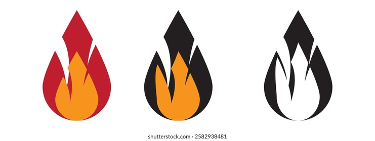 Fire sign. Fire flame icon isolated on white background. Vector illustration