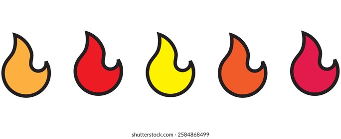 Fire sign. Fire flame icon isolated on white background. Vector illustration