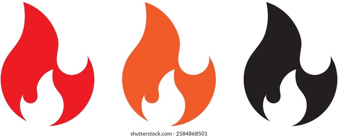 Fire sign. Fire flame icon isolated on white background. Vector illustration