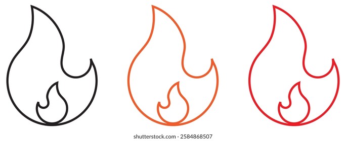 Fire sign. Fire flame icon isolated on white background. Vector illustration