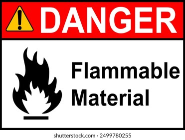 Fire sign. Flammable combustible materials. Fuel fire hazard. Do not smoke near diesel, petrol, gas. Warning of fire hazard and the need to observe safety measures. Flammable materials work area.