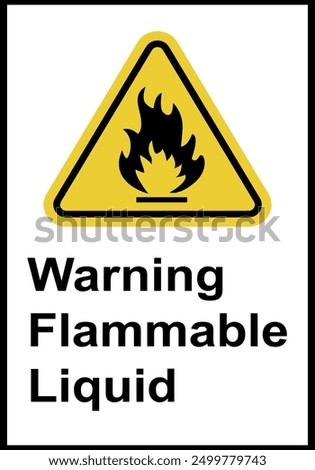 Fire sign. Flammable combustible materials. Fuel fire hazard. Do not smoke near diesel, petrol, gas. Warning of fire hazard and the need to observe safety measures. Flammable materials work area.