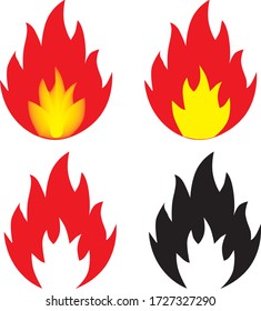 fire sign, flammable materials on white background
