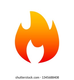 Fire sign in gradient color. Flame symbol or warning or danger on white background isolated. EPS 10