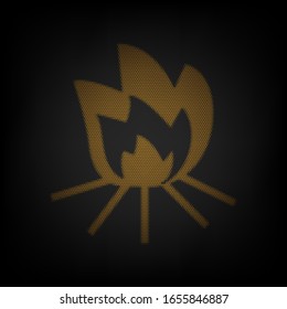 Fire sign. Icon as grid of small orange light bulb in darkness. Illustration.